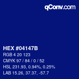 Color code: HEX #04147B | qconv.com