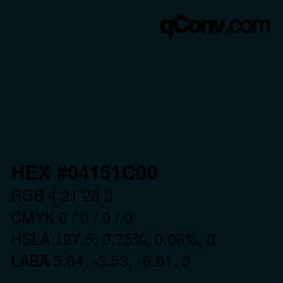 颜色代码: HEX #04151C00 | qconv.com