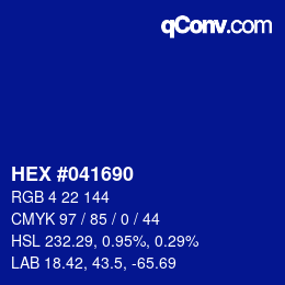 颜色代码: HEX #041690 | qconv.com