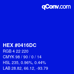 Color code: HEX #0416DC | qconv.com
