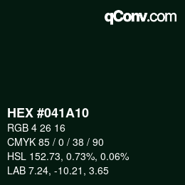 Color code: HEX #041A10 | qconv.com