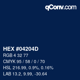 Color code: HEX #04204D | qconv.com