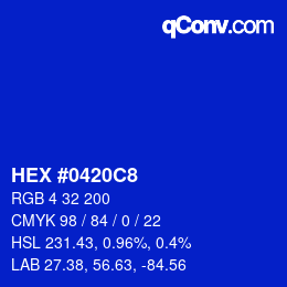 Color code: HEX #0420C8 | qconv.com