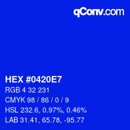 Color code: HEX #0420E7 | qconv.com