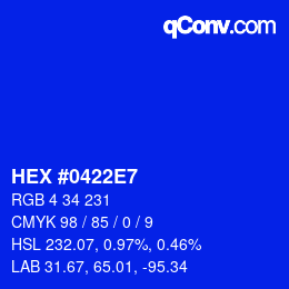 Color code: HEX #0422E7 | qconv.com