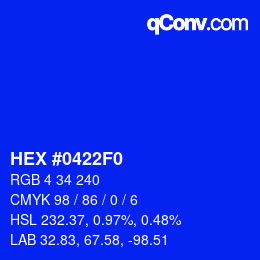Código de color: HEX #0422F0 | qconv.com