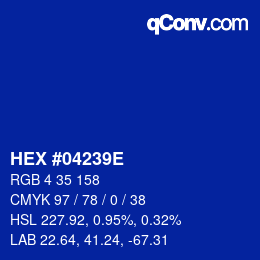 Color code: HEX #04239E | qconv.com