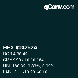 Color code: HEX #04262A | qconv.com