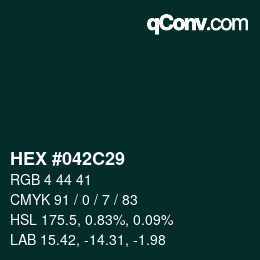 Farbcode: HEX #042C29 | qconv.com