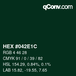 Color code: HEX #042E1C | qconv.com