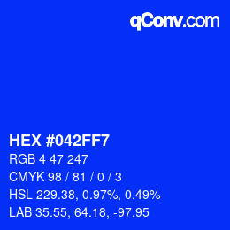 Color code: HEX #042FF7 | qconv.com