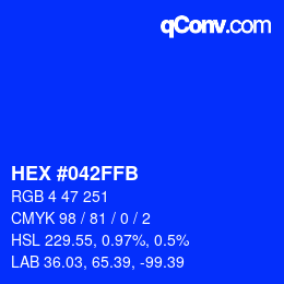 Color code: HEX #042FFB | qconv.com