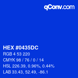 Color code: HEX #0435DC | qconv.com