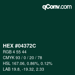 Farbcode: HEX #04372C | qconv.com