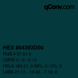 Code couleur: HEX #04393D00 | qconv.com