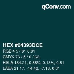 颜色代码: HEX #04393DCE | qconv.com