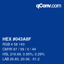 Color code: HEX #043A8F | qconv.com