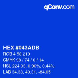 カラーコード: HEX #043ADB | qconv.com