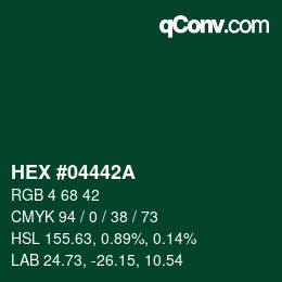 Color code: HEX #04442A | qconv.com