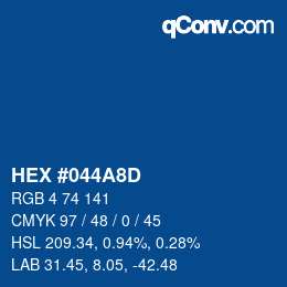 カラーコード: HEX #044A8D | qconv.com