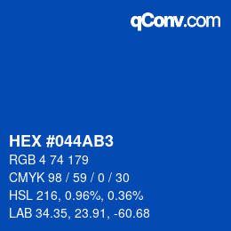 カラーコード: HEX #044AB3 | qconv.com