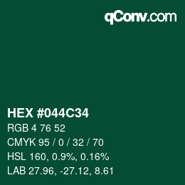 Color code: HEX #044C34 | qconv.com