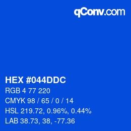 Color code: HEX #044DDC | qconv.com