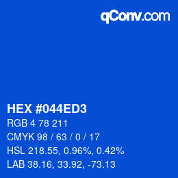 Farbcode: HEX #044ED3 | qconv.com