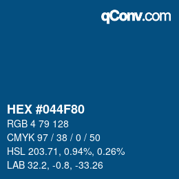 Farbcode: HEX #044F80 | qconv.com