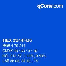 カラーコード: HEX #044FD6 | qconv.com