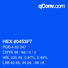 Color code: HEX #0453F7 | qconv.com