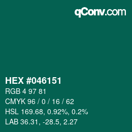 Color code: HEX #046151 | qconv.com