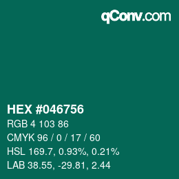 Color code: HEX #046756 | qconv.com
