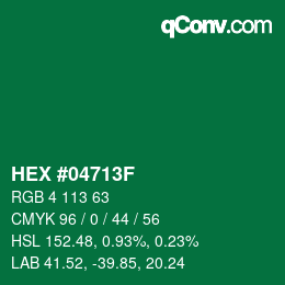 カラーコード: HEX #04713F | qconv.com