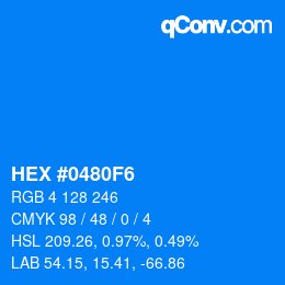 Color code: HEX #0480F6 | qconv.com