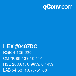颜色代码: HEX #0487DC | qconv.com