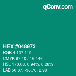 Código de color: HEX #048973 | qconv.com