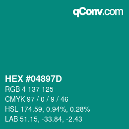 Color code: HEX #04897D | qconv.com