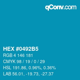 颜色代码: HEX #0492B5 | qconv.com