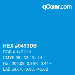 カラーコード: HEX #0493DB | qconv.com