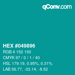 Color code: HEX #049896 | qconv.com
