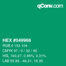 Color code: HEX #049968 | qconv.com