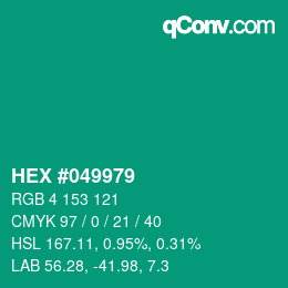 Color code: HEX #049979 | qconv.com