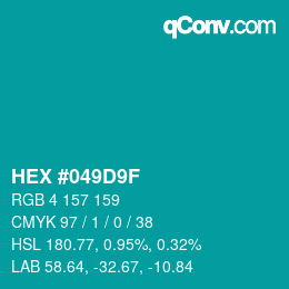 Color code: HEX #049D9F | qconv.com