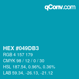 颜色代码: HEX #049DB3 | qconv.com