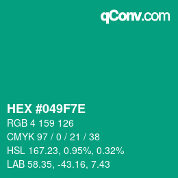Color code: HEX #049F7E | qconv.com