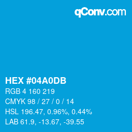 Color code: HEX #04A0DB | qconv.com