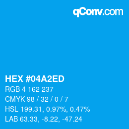 カラーコード: HEX #04A2ED | qconv.com