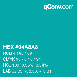 Color code: HEX #04A8A8 | qconv.com
