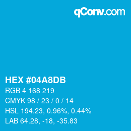 Color code: HEX #04A8DB | qconv.com